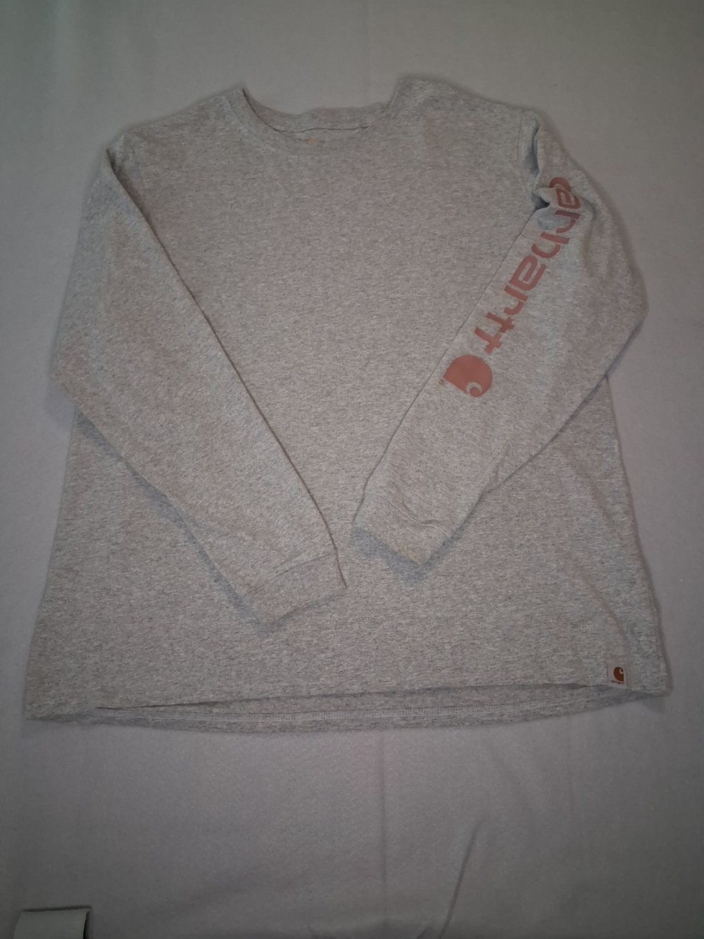 Carhartt Original Fit Gray Long Sleeve Logo Sleeve T-Shirt Youth XL 16/18 Cotton - Picture 8 of 11